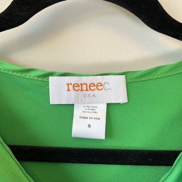 Renee Collection Satin Cowl Neck Blouse 3/4 Dolman Sleeve Green Size Small $148 - Picture 11 of 13